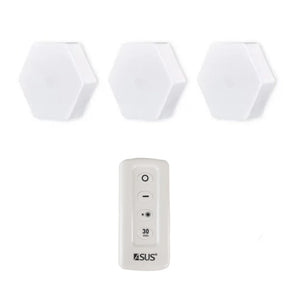 Kit 3 Luminárias Hexagonais LED com Controle Remoto - Branco Frio - Lugar Favorito