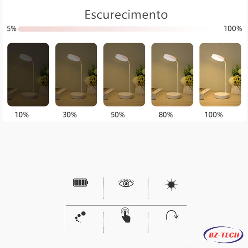 Lâmpada de Mesa LED para Leitura e Estudo - Proteção Ocular - Lugar Favorito