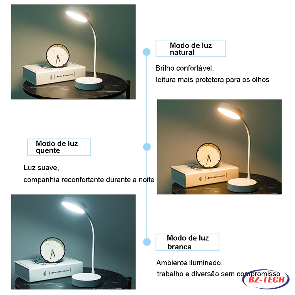 Lâmpada de Mesa LED para Leitura e Estudo - Proteção Ocular - Lugar Favorito