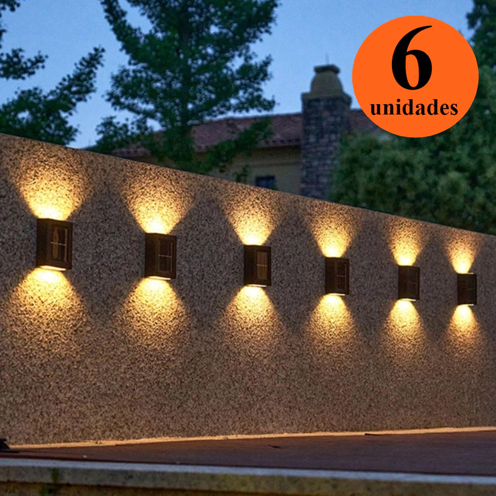 Luminária Solar de Parede "Lugar Favorito" - 2 LED - À Prova D'água - Jardim, Muro e Varanda