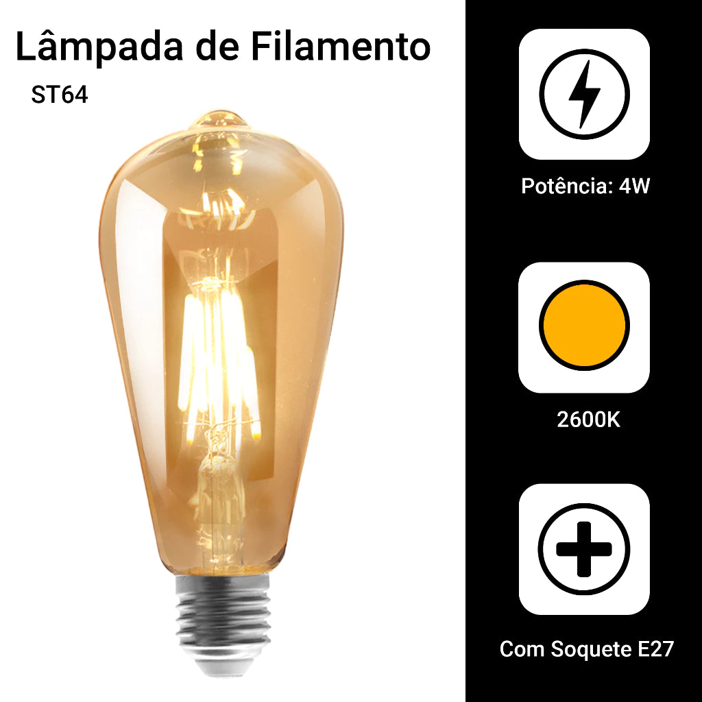 Lâmpada LED Retrô Vintage - Ilumine seu Ambiente com Estilo - Lugar Favorito