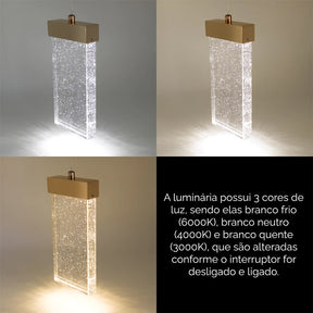 Pendente Retangular Bolhas Dourado - 3 Cores de Luz - Lugar Favorito