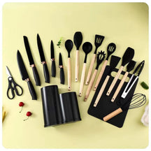 Conjunto de Utensílios de Cozinha 19 Peças | Silicone e Madeira | Antiaderente Lugar Favorito