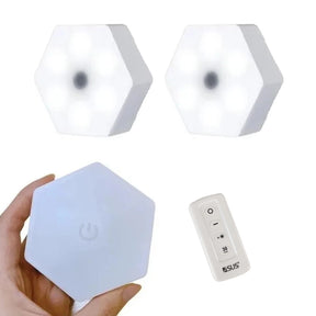 Kit 3 Luminárias Hexagonais LED com Controle Remoto - Branco Frio - Lugar Favorito